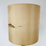 Vintage turned wood lamp, silk lampshade