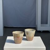 Set of 2 cups in Indonesian ceramic (brown & speckled glazed matte)