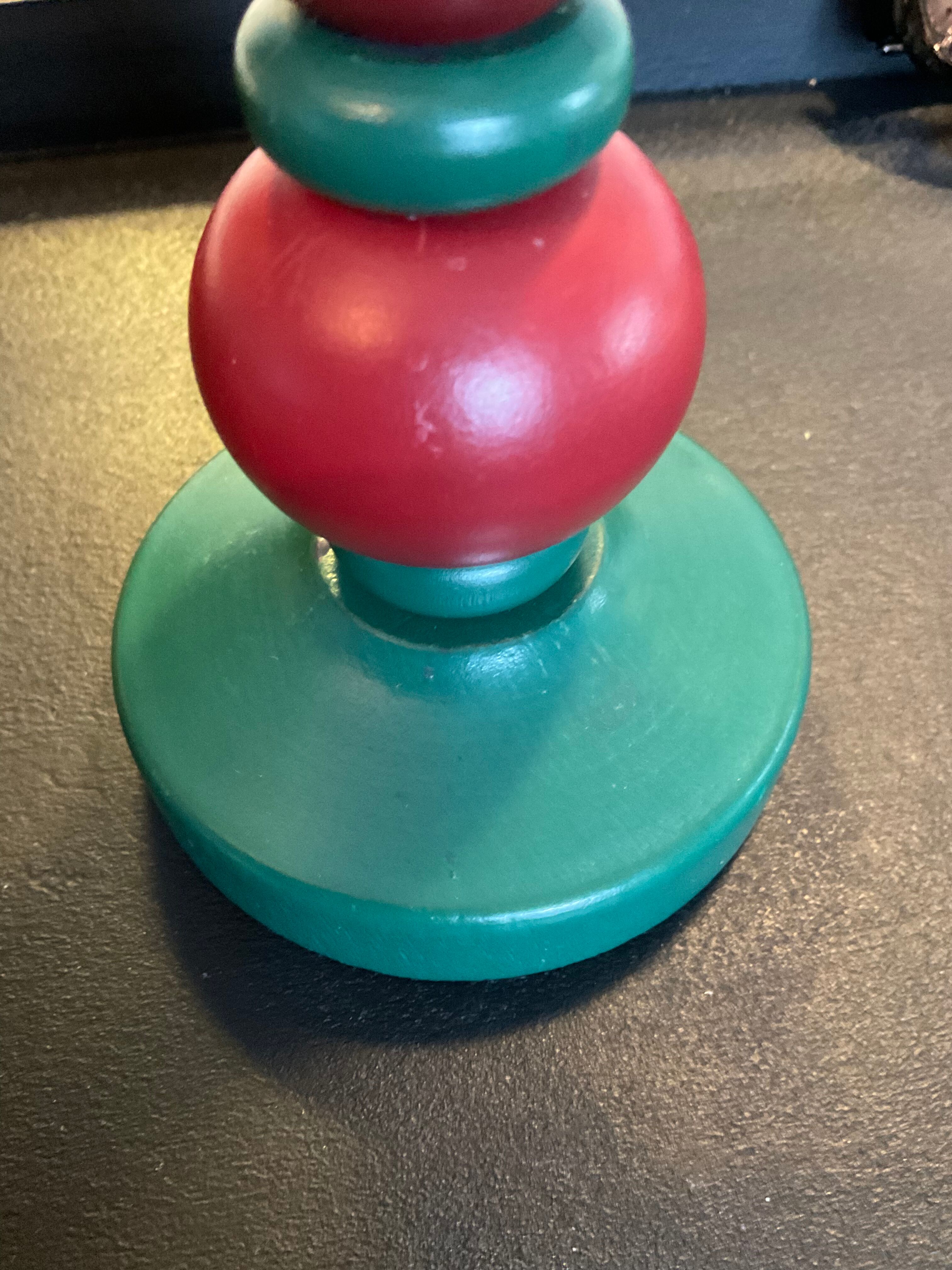 Duo of vintage Swedish wooden candle holders