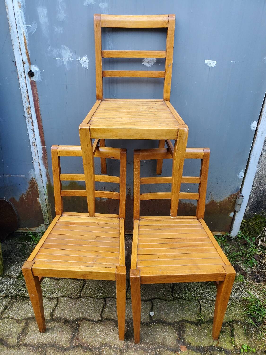 Trio of chairs 1940/50 by René Gabriel