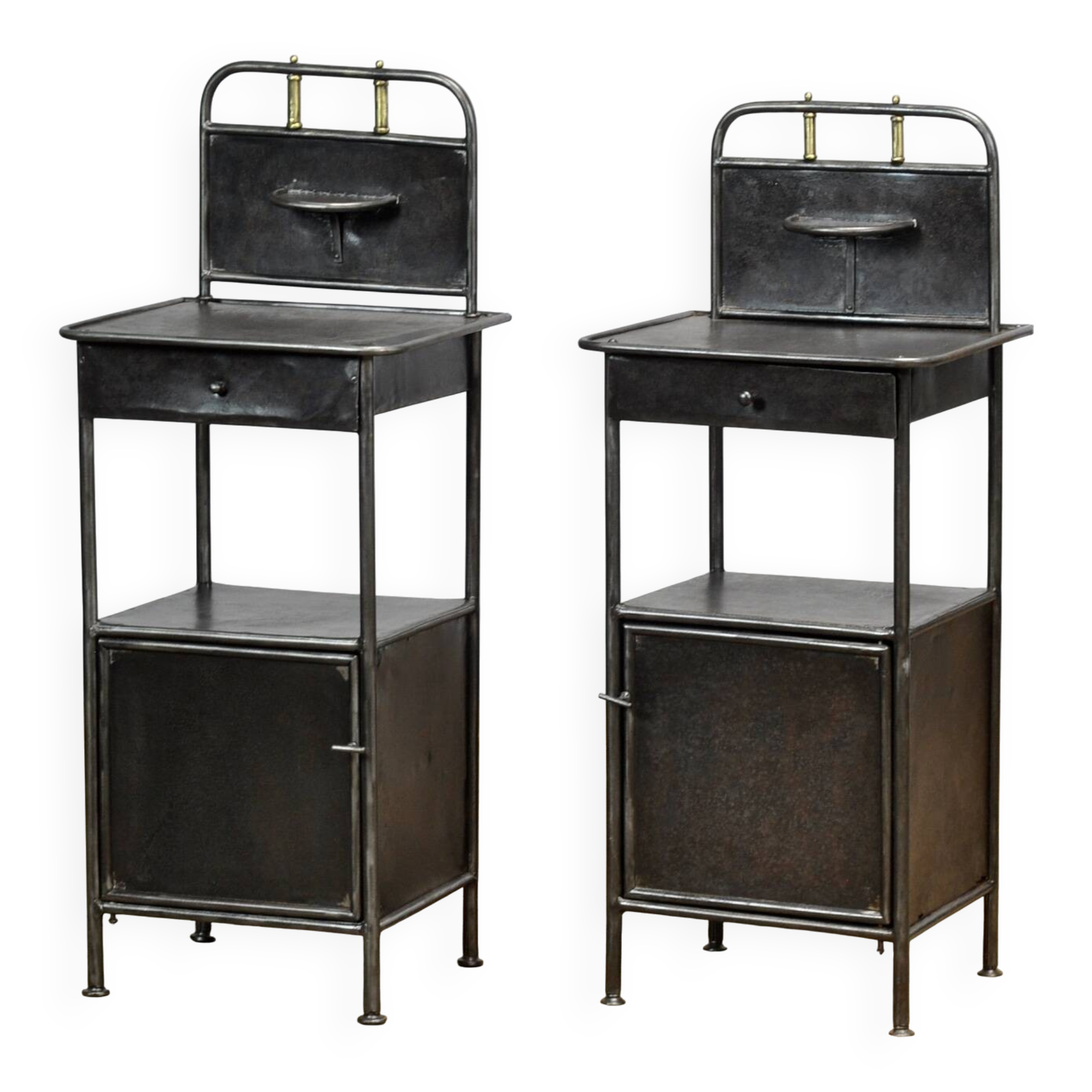 Set of Iron Nightstands, circa 1910