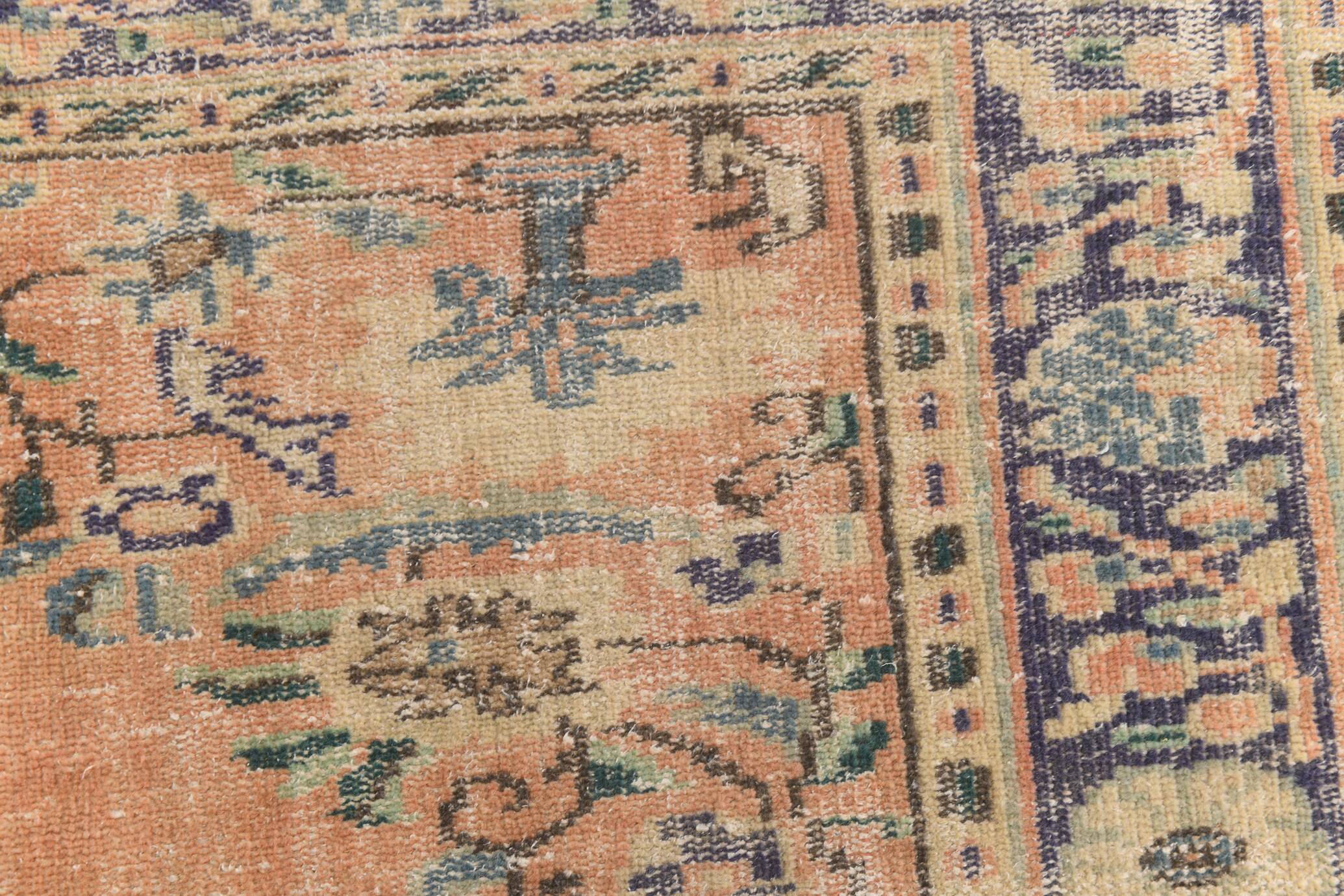 6x9 Peach & Navy Blue Classic Turkish Rug, 180x275Cm