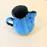 Pitcher Vase Fat Lava ceramic stoneware blue black 1960 Glacier enamels Cyclope Pottery Annecy Charles