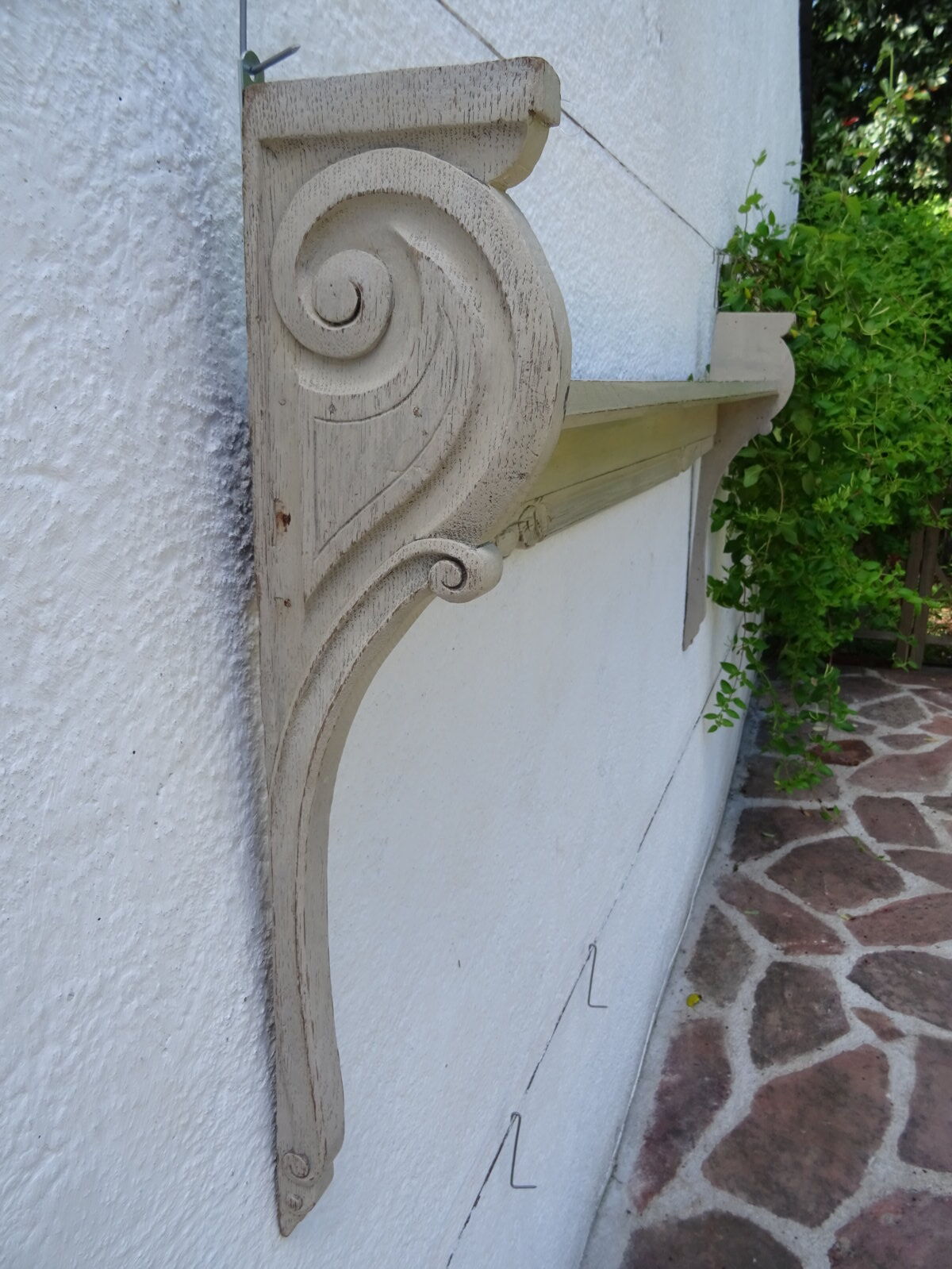 Shabby chic wall shelf in solid oak