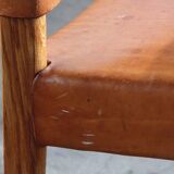 Pair of vintage Per-Olof Scotte "Premier 69" oak armchairs in cognac leather