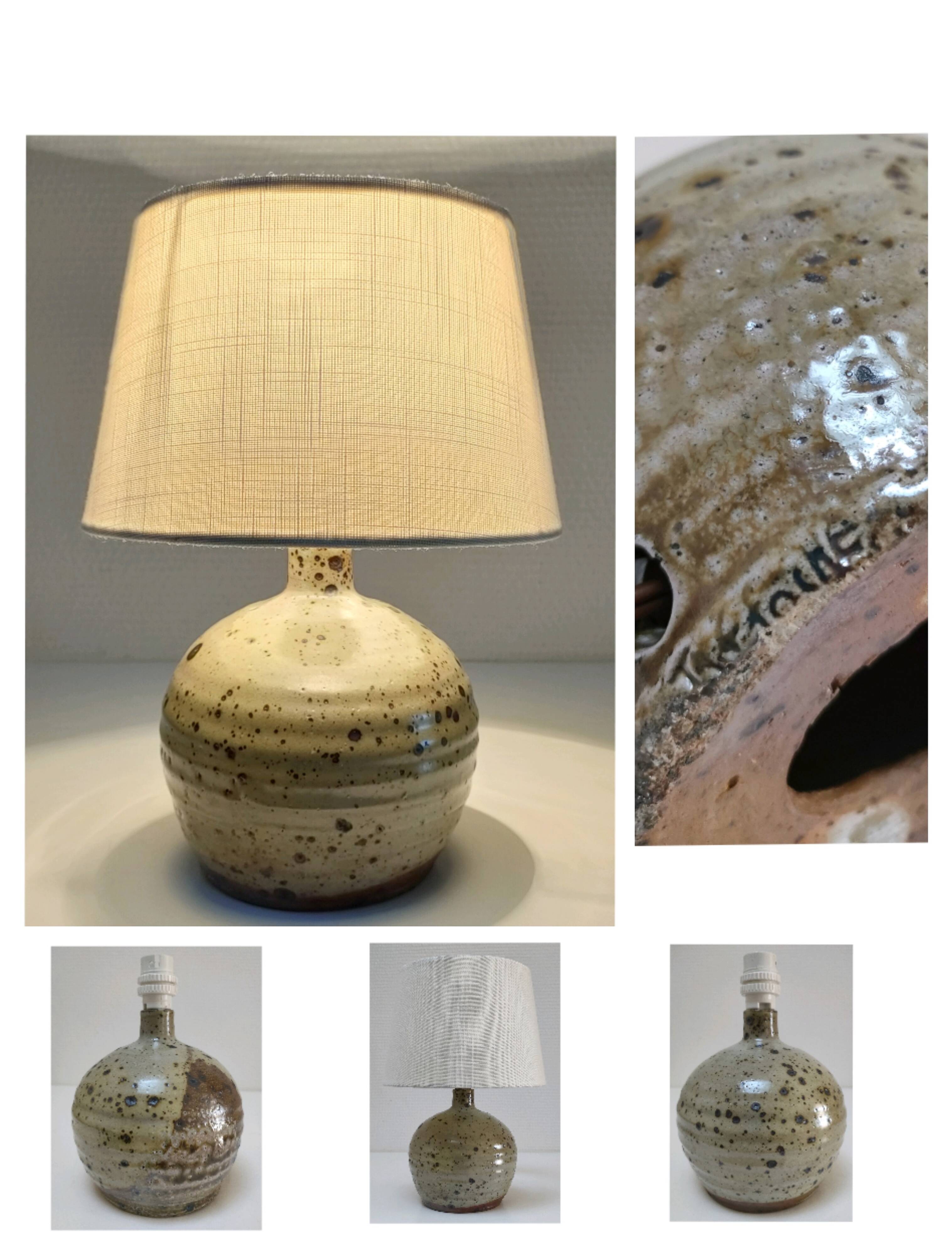 Gustave Tiffoche pyrite enamelled sandstone ball lamp base