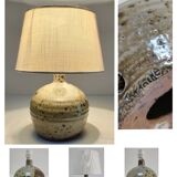 Pied lampe boule grès émaillé pyrité Gustave Tiffoche