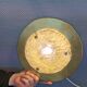 Wall/ceiling lamp, made in brass and white lacquered metal with frosted solid glass shade