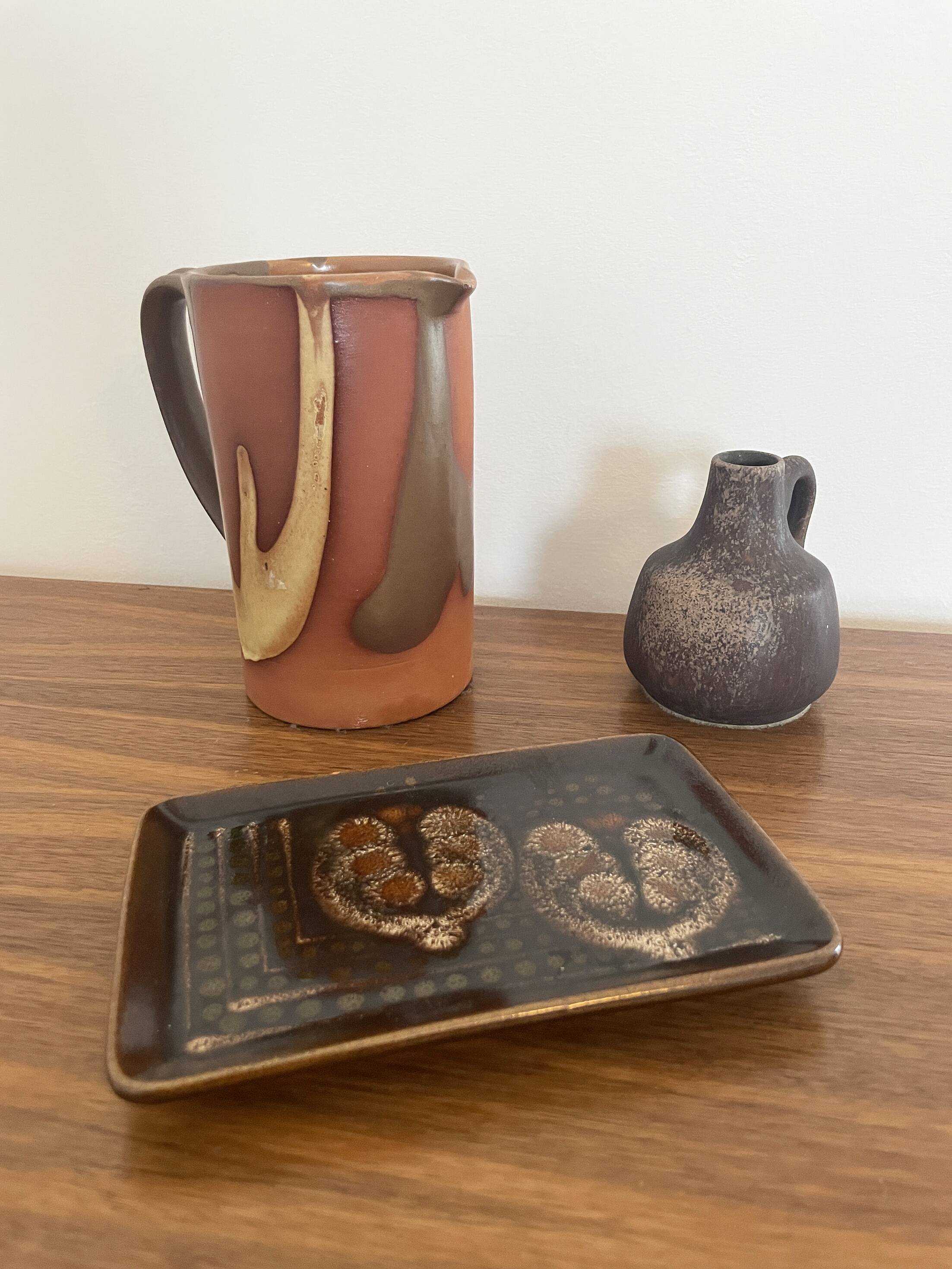 Set of 3 vintage brutalist ceramics