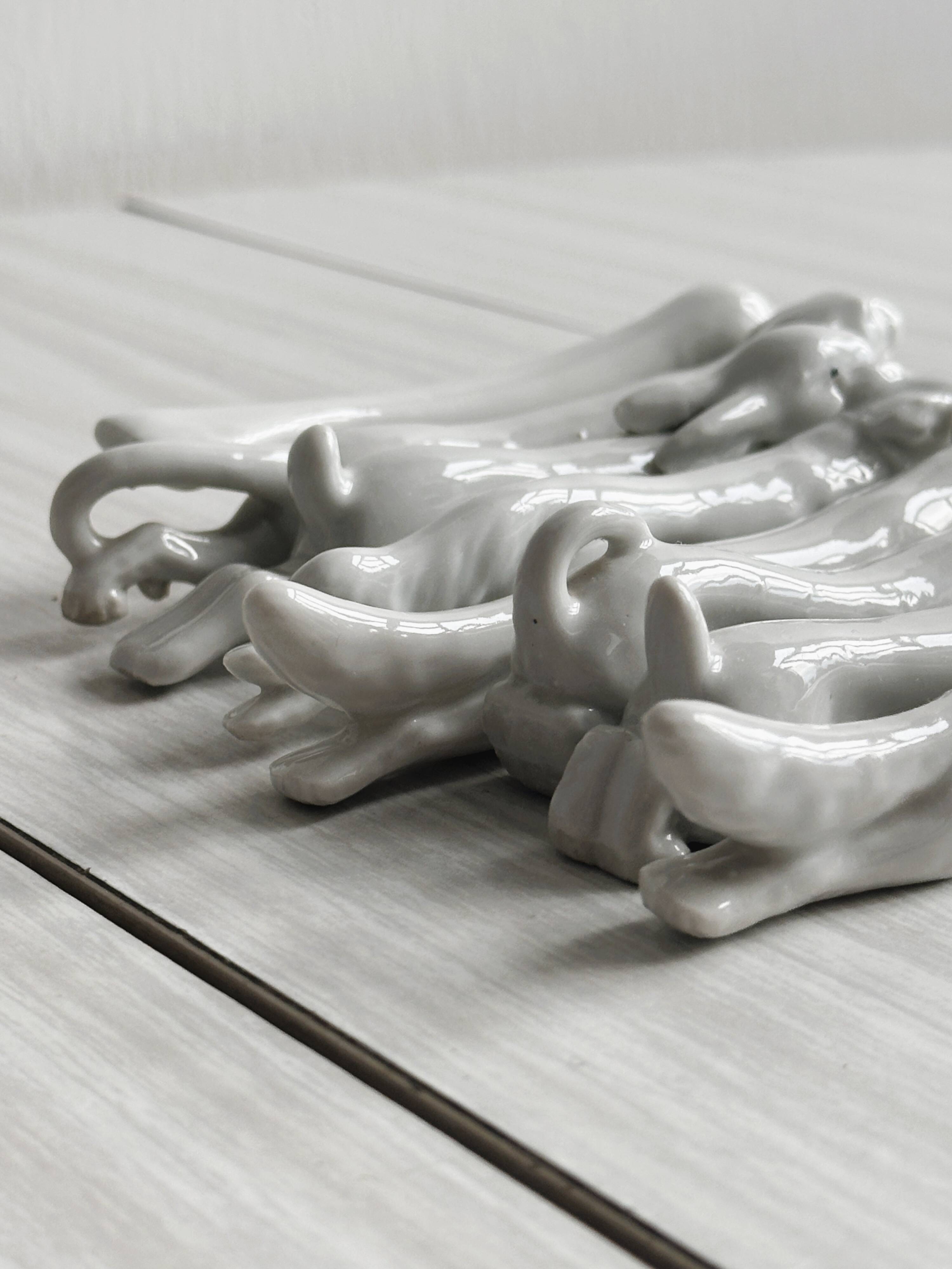 Porcelain animal knife holder.