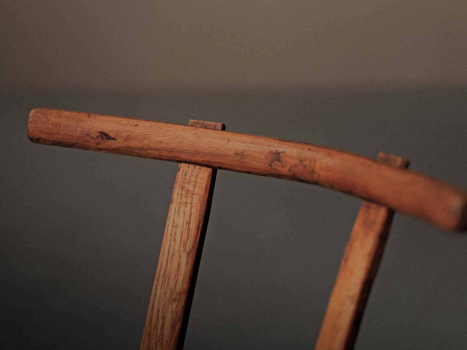 Small alpine chair in solid pine, folk art, early 20th century.