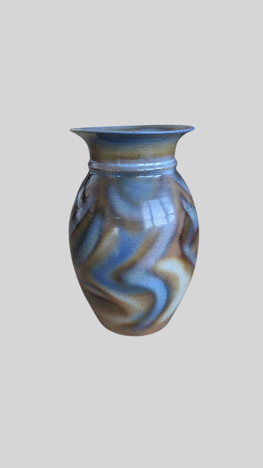 Large glazed stoneware vase signed JM – Jean-Marie Delahaye – 30 cm