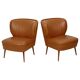 Pair of Vintage Expo 58 Cocktail Chairs, Cognac Faux Leather, Sixties