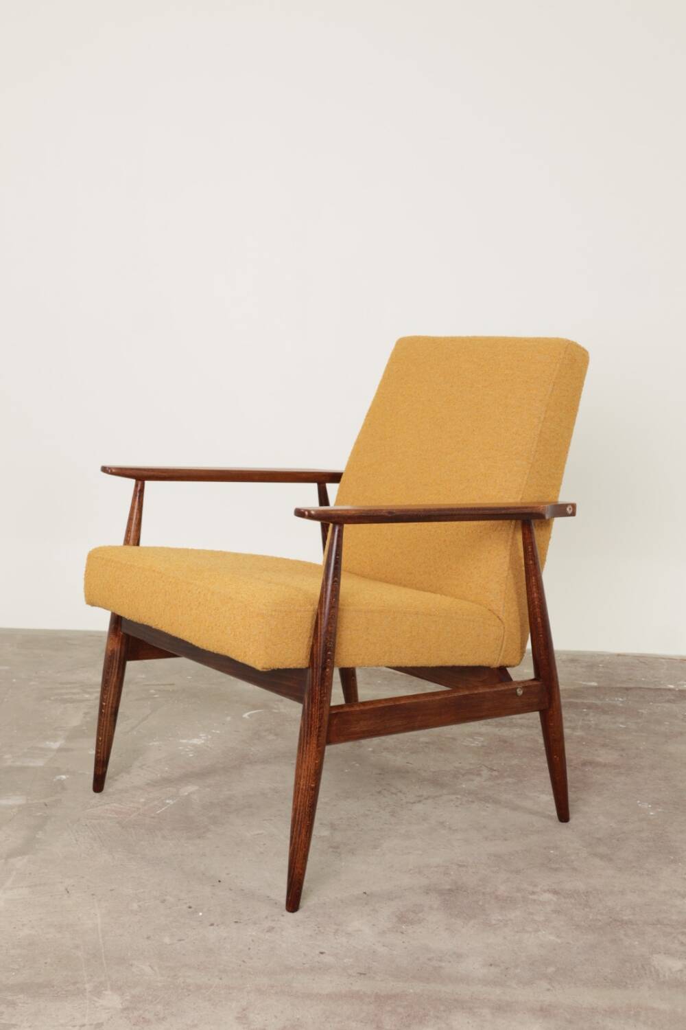 Lounge Chair Vintage Turmeric Yellow Boucle,  Mid Century Design, 1960