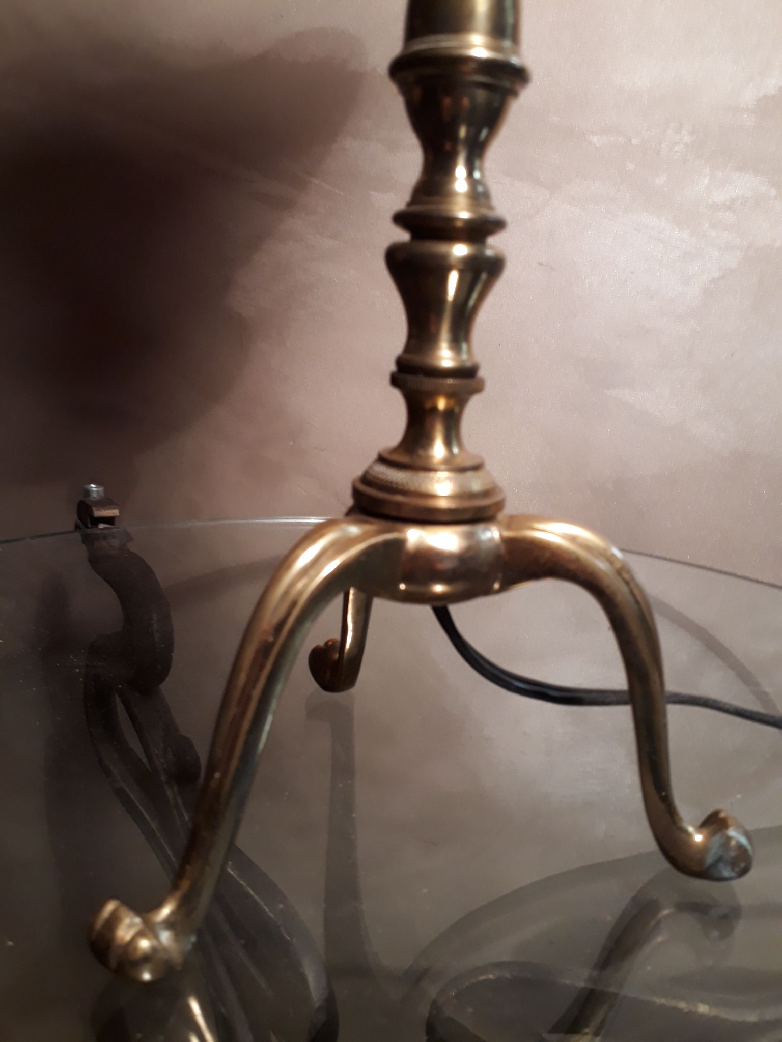Golden bronze tripod lamp