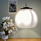 Vintage globe pendant lamp in white opaline