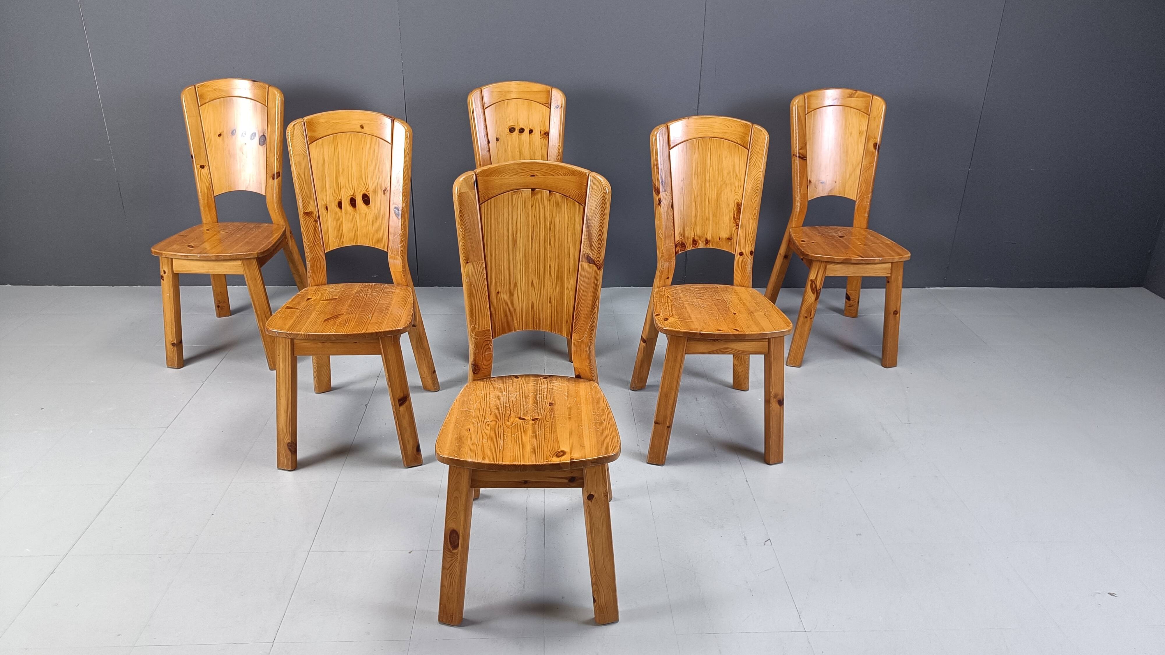 Chaises à repas vintage en pin - 1970