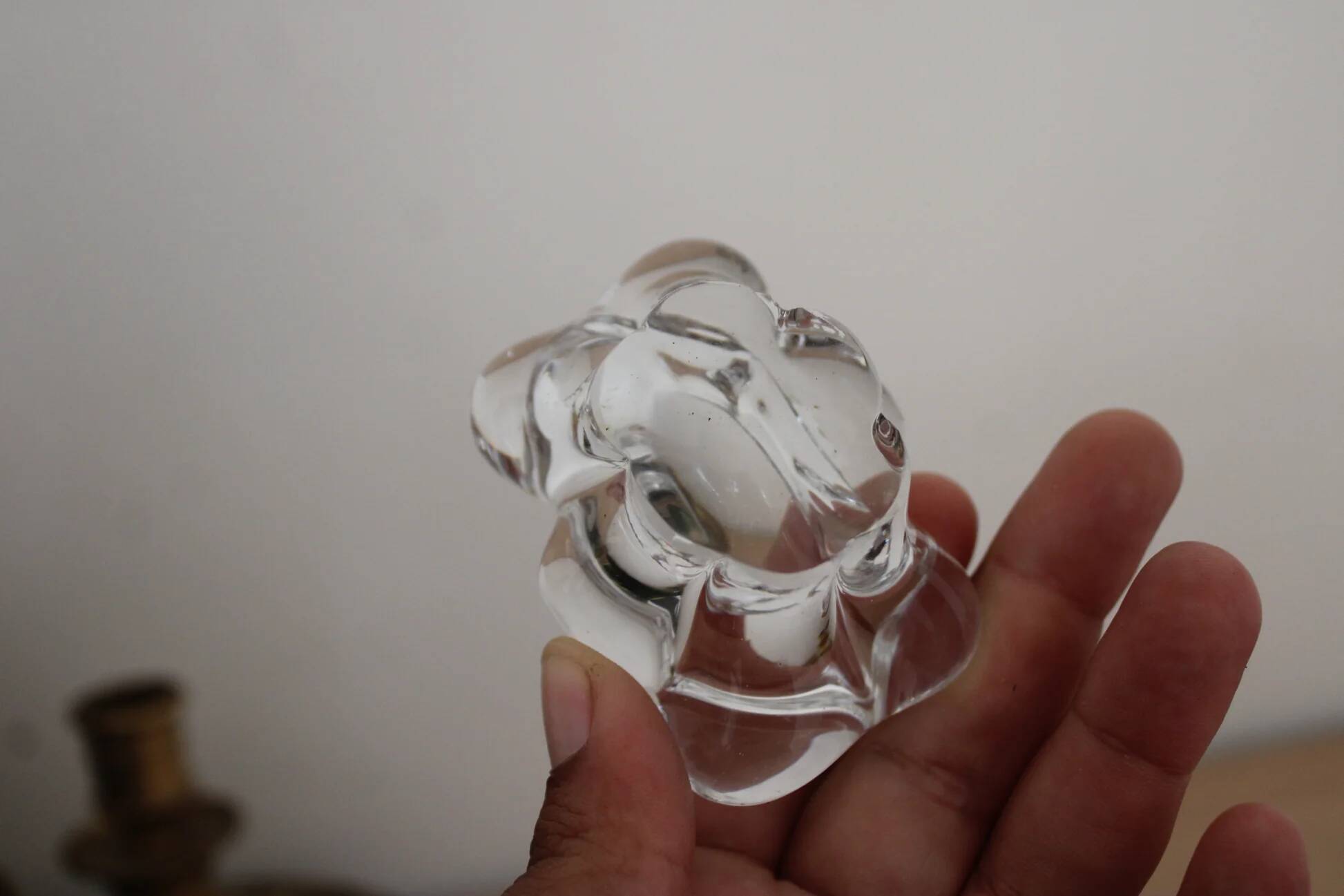 Pair of crystal salt cellars from Daum France with box and spoon.