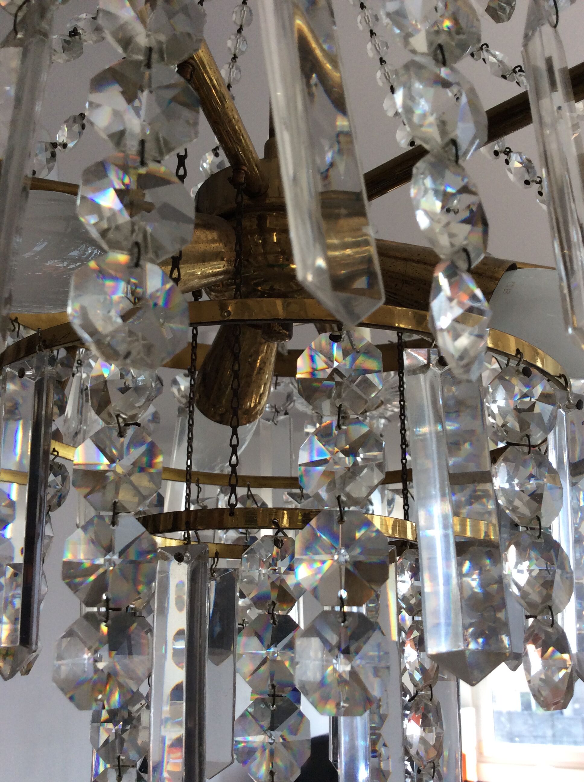 Old hot air balloon chandelier with crystal and bronze grapevines 9 fires