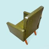 Vintage children's armchair in green skai