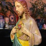 Large polychrome plaster statue of Jesus Christ