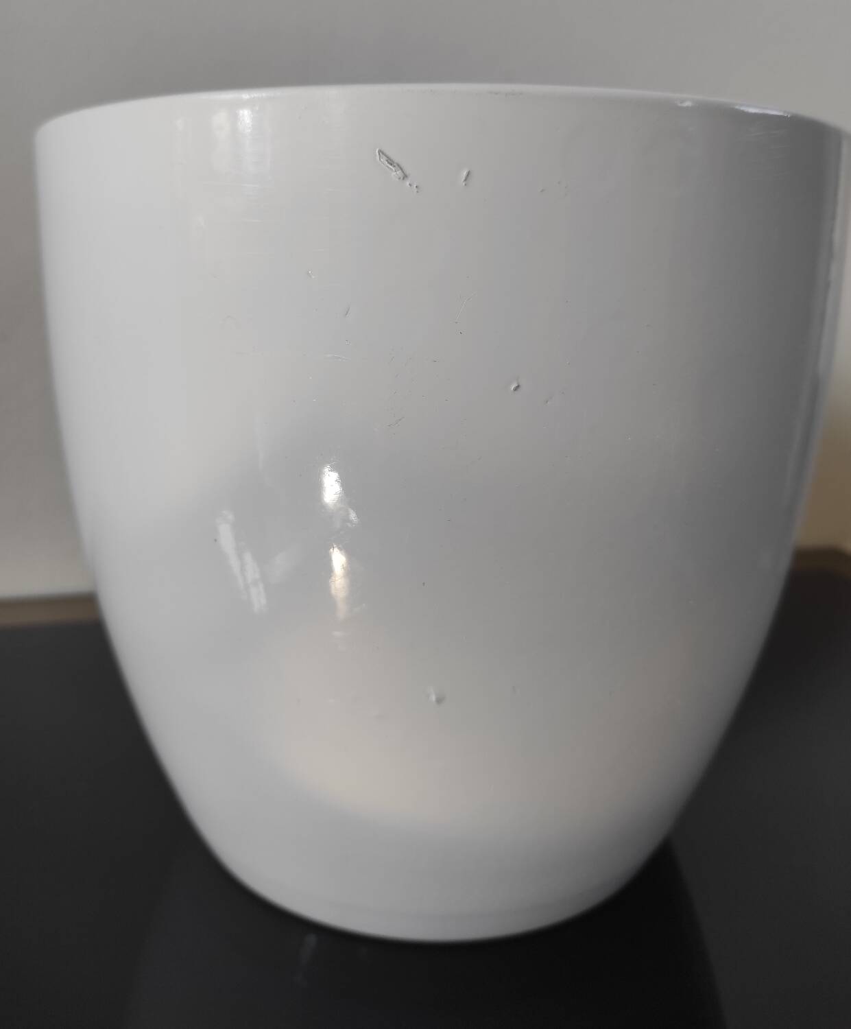 Cache-pot vintage blanc émaillé – Scheurich "Alaska"