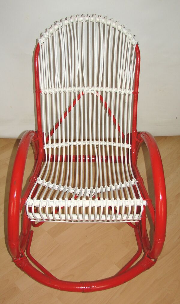 Rattan rocking chair Rohe Noordwolde, années 1970