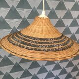 Paire de suspensions en osier vintage