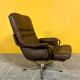 Scandinavian brown leather  swivel chair 1960s