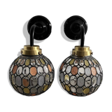 Pair of faceted globe wall sconces