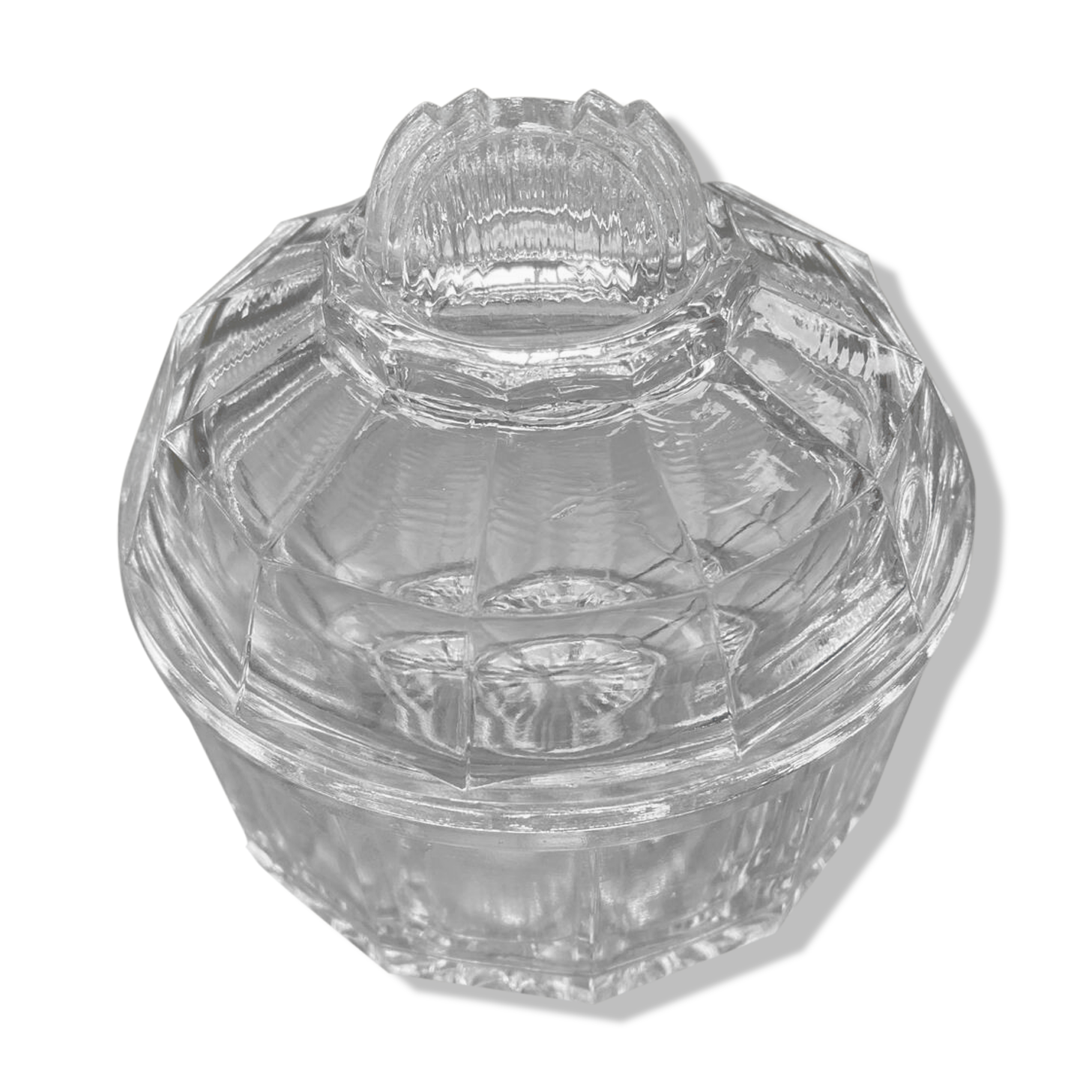Molded glass sugar bowl