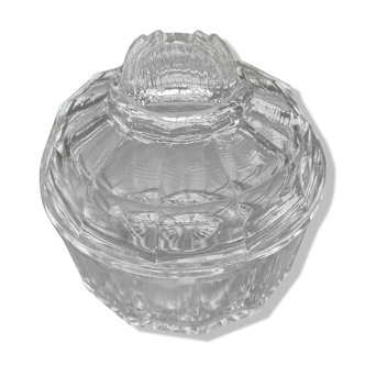 Molded glass sugar bowl