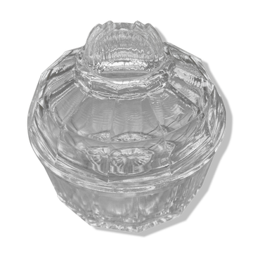 Molded glass sugar bowl