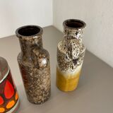 Set of 4 vintage pottery fat lava vases made by Scheurich, Germany, 1970s