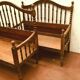 Two benches has folder and open armrest 20th century