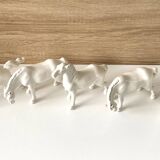 5 White Porcelain Glazed Horses of Happiness Figurines Statuettes