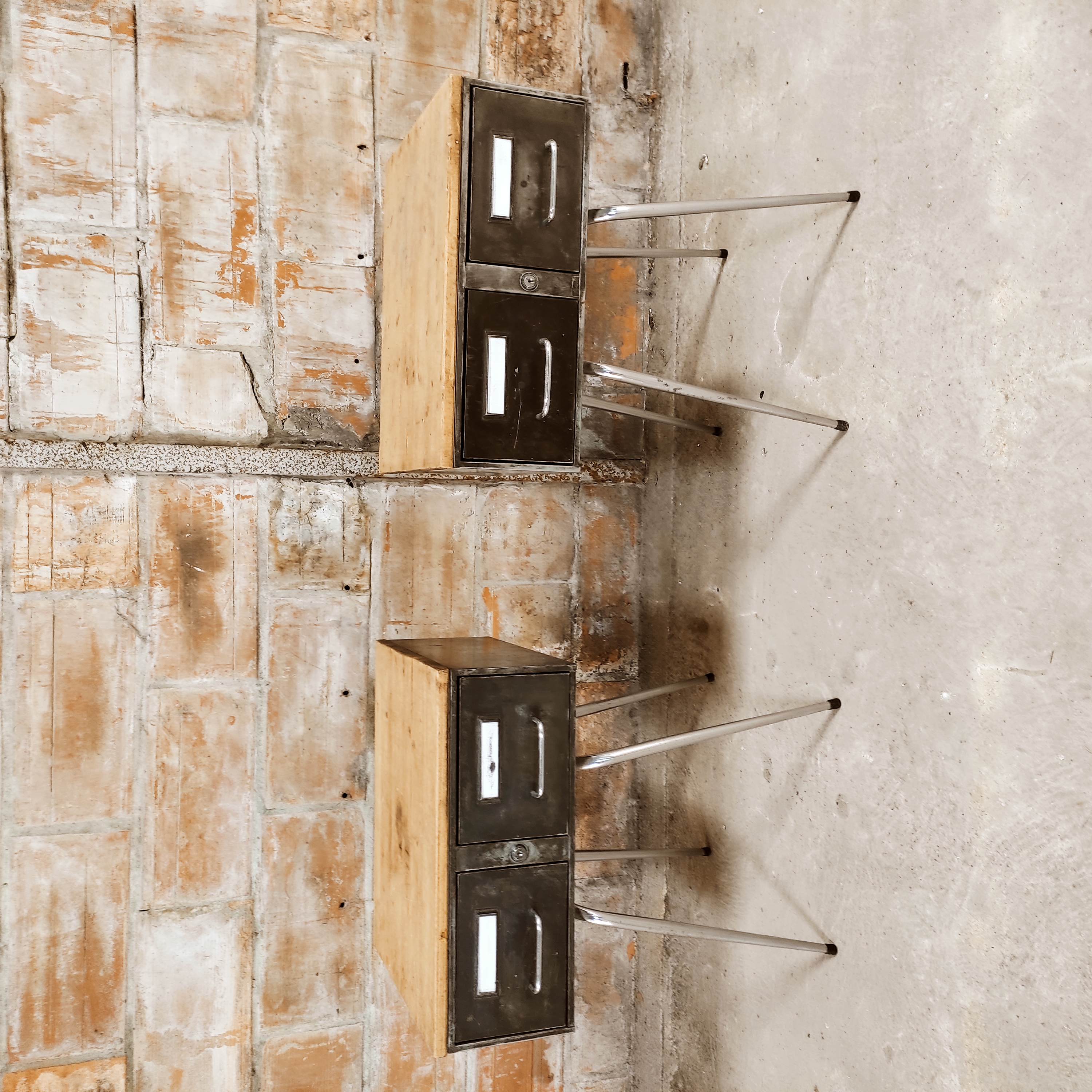 Pair of industrial style bedside table