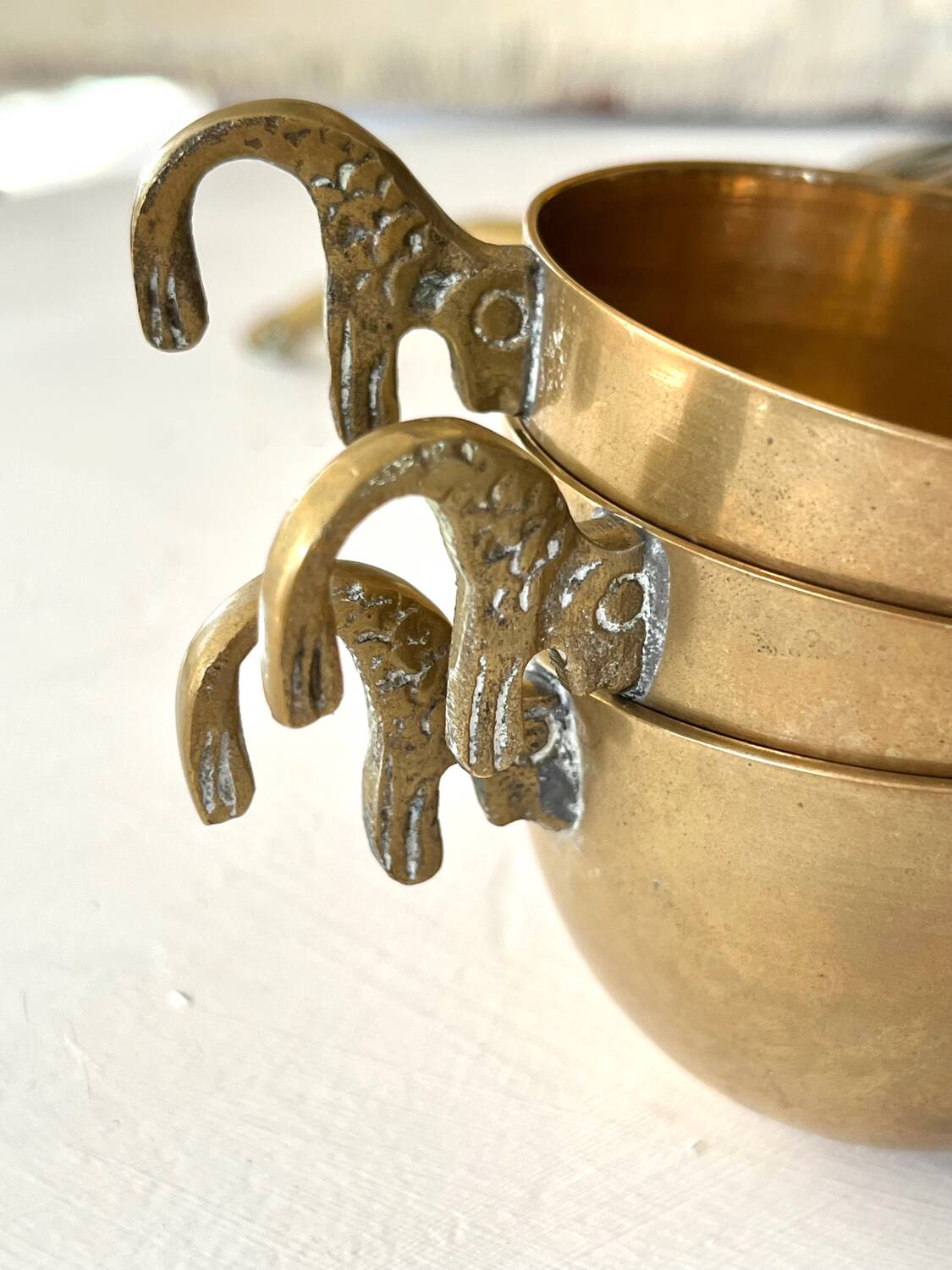Brass Punch Bowl Set with 12 Cups, Ladle – French Vintage Mid-Century