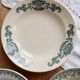 4 assiettes creuses terre de fer dépareillées tons bleu et vert