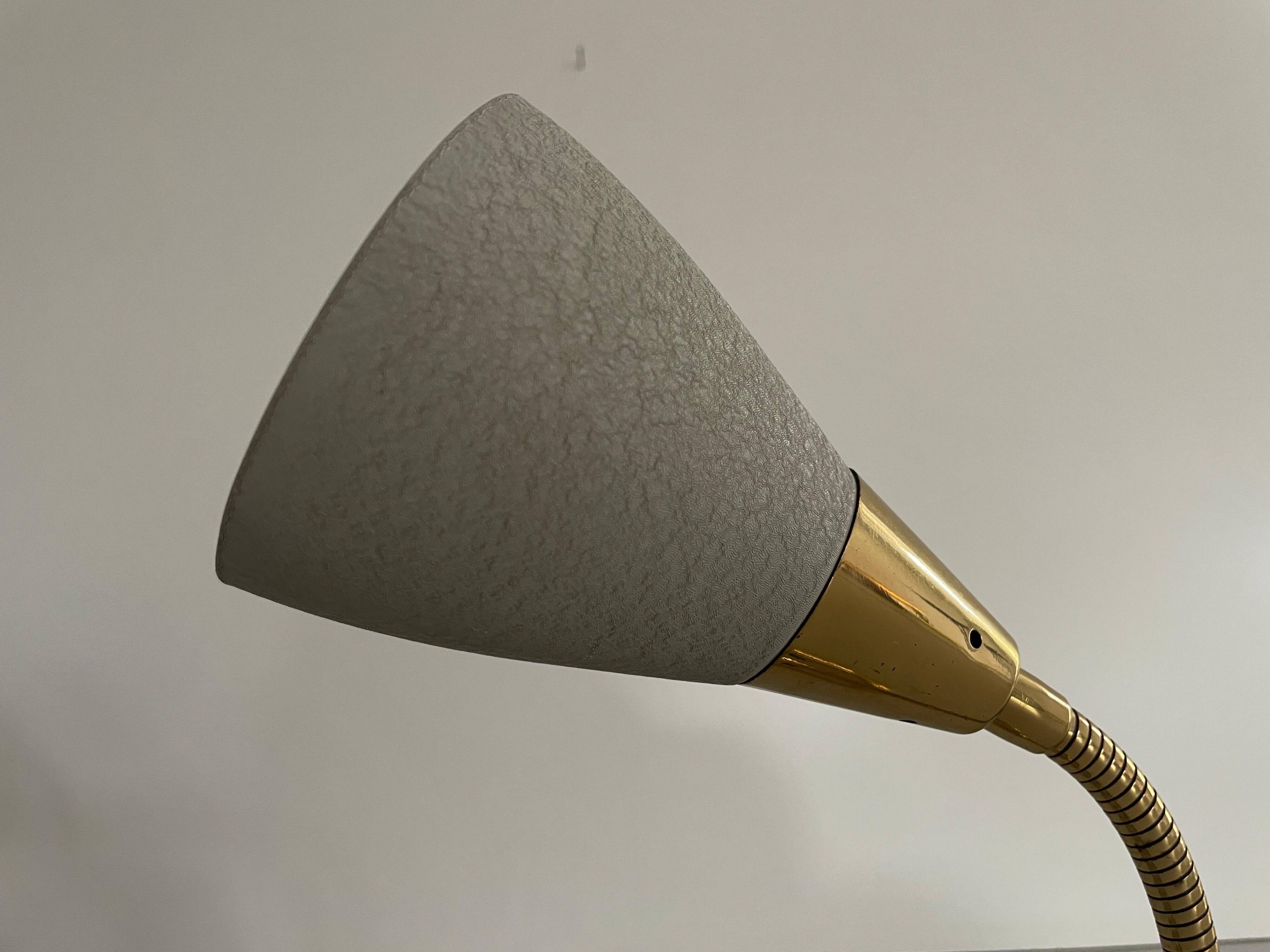 Pair of grey metal and brass wall lights, 1960s, Germany