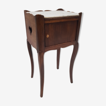 Louis XV bedside table with sliding curtain pierced with hearts