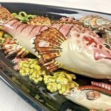 Large Vallauris slip dish 57x25 cm lobster fish