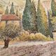 Decorative flat plate in Castelroux porcelain. Provencal scene, Landscape of Provence France