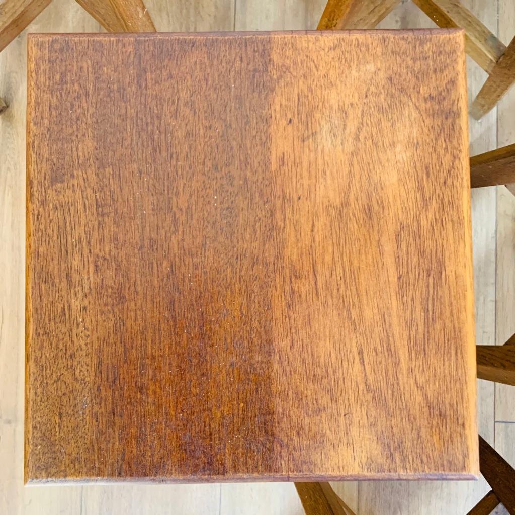 Set of 6 brutalist oak stools