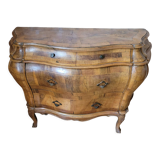 Chest of drawers and 2 20th century Italian rococo style bedside tables in rosewood