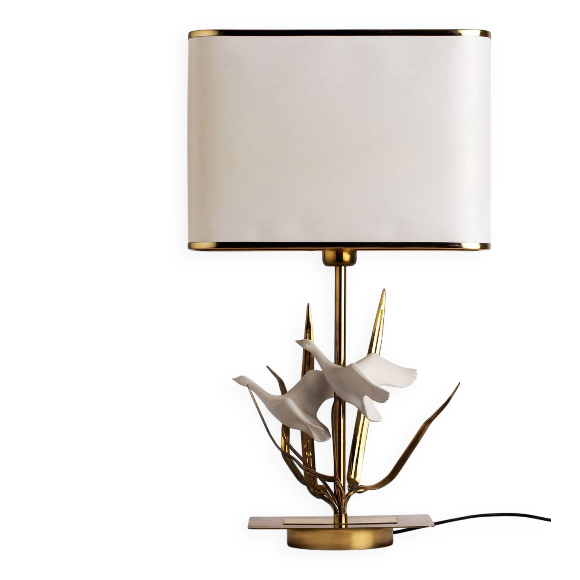 Lampe de table avec des cygnes en vol