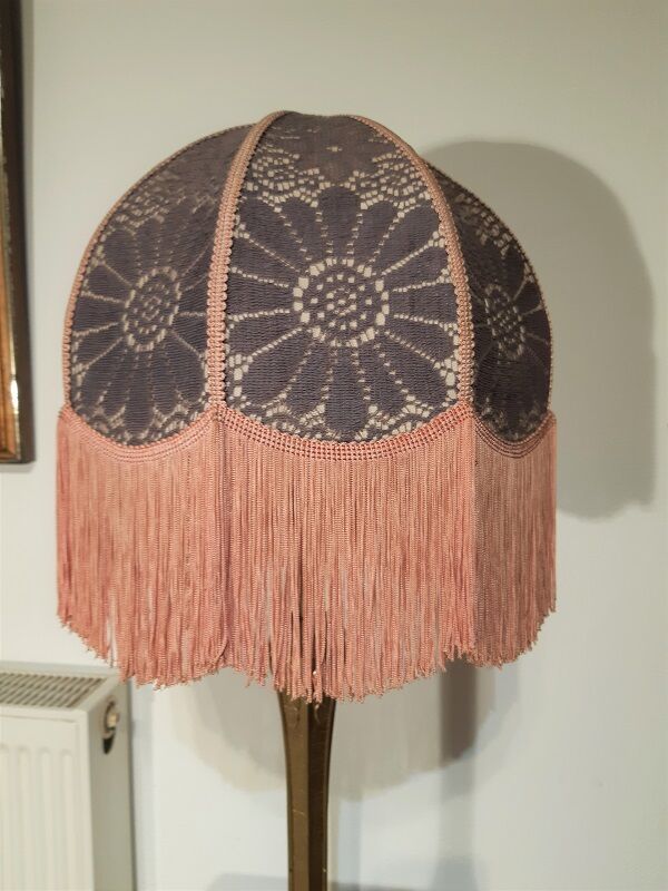 Bronze lamp 1930 crochet lampshade