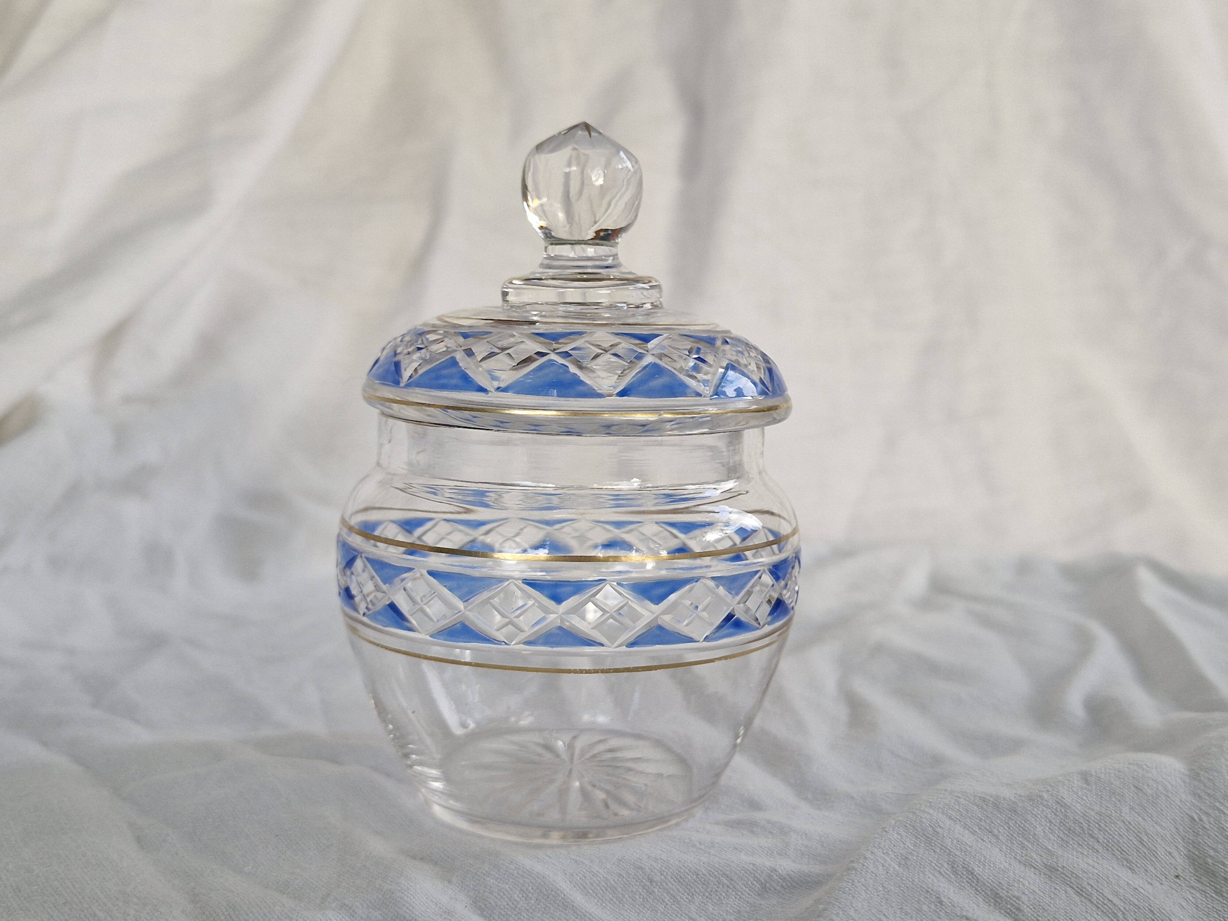 3 Antique Pieces Cut Crystal, Enameled - Early 20th Century