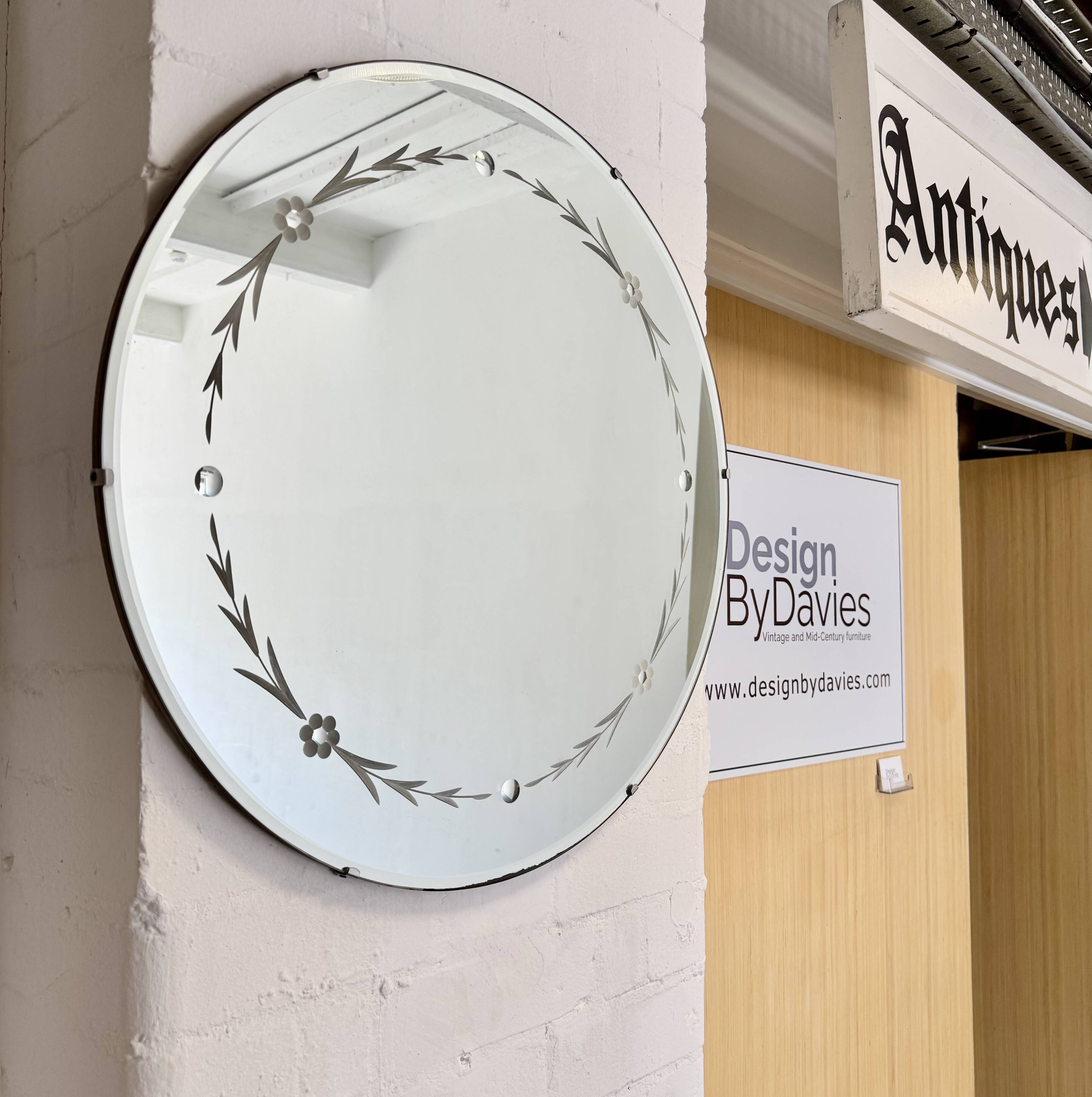 Miroir rond vintage sans cadre avec biseau