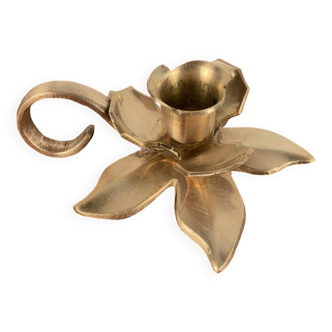 Bougeoir en laiton fleur avec poignée, 1960